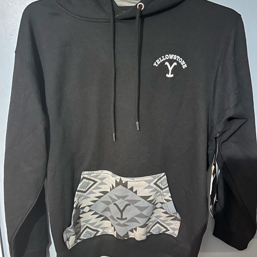 Black Hoodie with Geometric Pocket